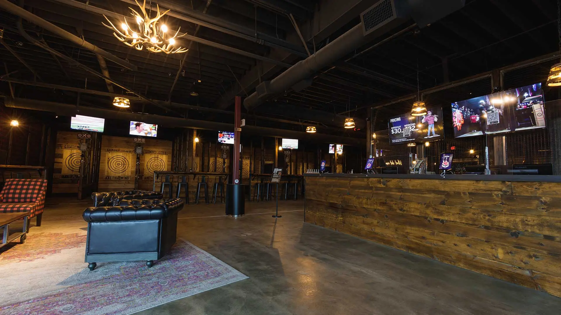 Lumber Jack's Axe Throwing Front Lobby Seating Area